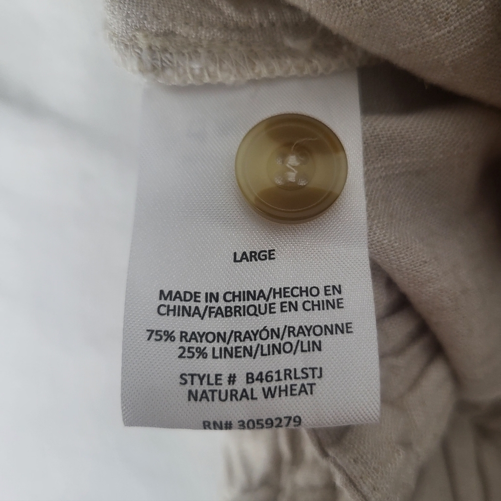 Thread + Supply High Rise Natural Wheat Wide Leg Linen Blend Pants Large - Picture 6 of 12